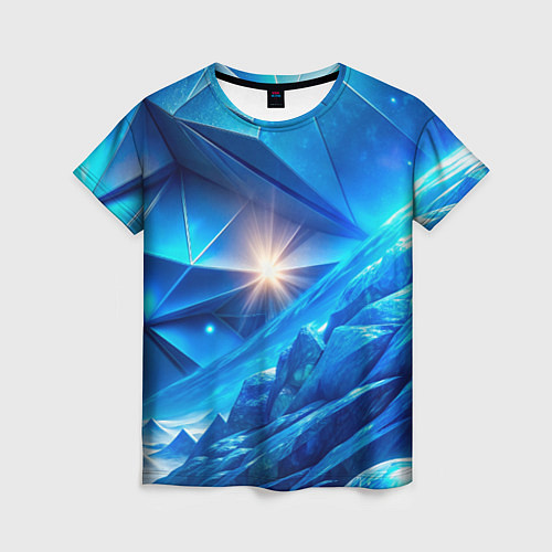 Женская футболка Синяя объемная абстракция со вспышкой / 3D-принт – фото 1