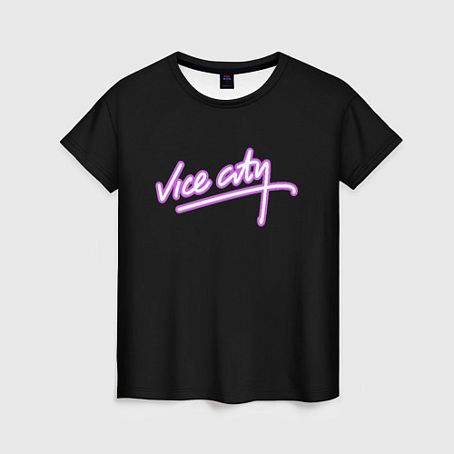 Женская футболка Vice city logo neon / 3D-принт – фото 1