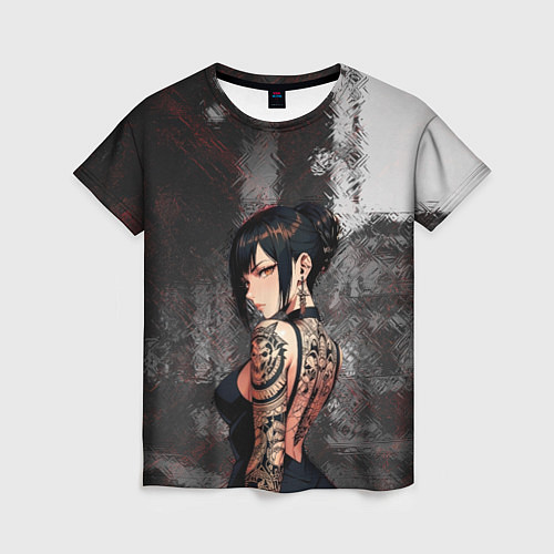 Женская футболка Татуированная брюнетка / 3D-принт – фото 1