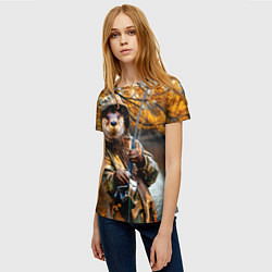 Футболка женская Выдра на осенней рыбалке, цвет: 3D-принт — фото 2