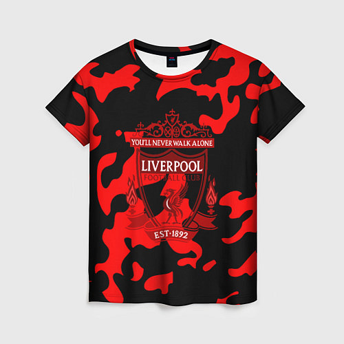 Женская футболка Liverpool камуфляжный стиль / 3D-принт – фото 1