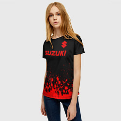 Футболка женская Suzuki - red gradient посередине, цвет: 3D-принт — фото 2