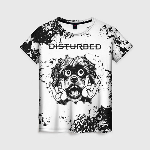 Женская футболка Disturbed - рок пес / 3D-принт – фото 1
