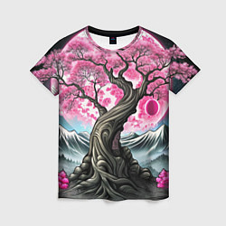 Женская футболка Большое дерево сакура