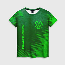 Женская футболка Volkswagen - green gradient вертикально
