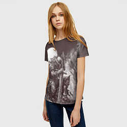 Футболка женская Уставший воин под луной, цвет: 3D-принт — фото 2