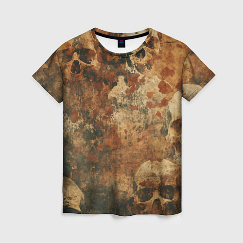 Женская футболка Грязный гранж с черепами / 3D-принт – фото 1