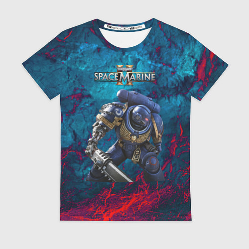 Женская футболка Warhammer 40000 space marine 2 ультрамарин / 3D-принт – фото 1