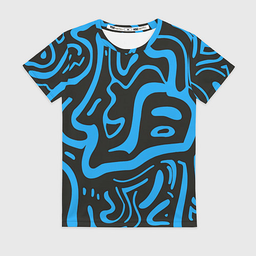 Женская футболка Хаотичные синие полосы / 3D-принт – фото 1