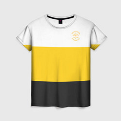 Женская футболка Мы русские с нами Бог НИКА желтая патриоты