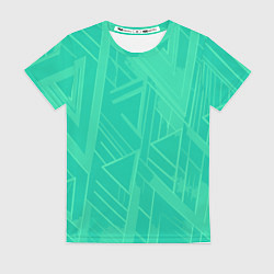 Женская футболка Мятный зелёный однотонный геометричный