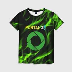 Женская футболка Portal green flame