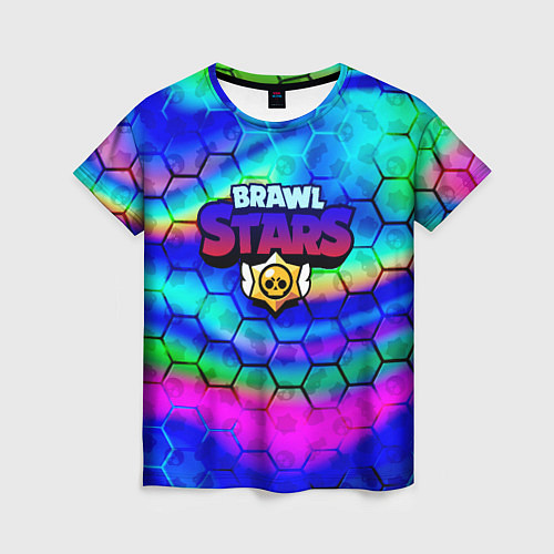 Женская футболка Brawl stars neon gradient / 3D-принт – фото 1