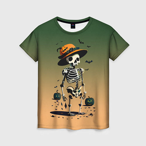 Женская футболка Funny skeleton - ai art fantasy / 3D-принт – фото 1