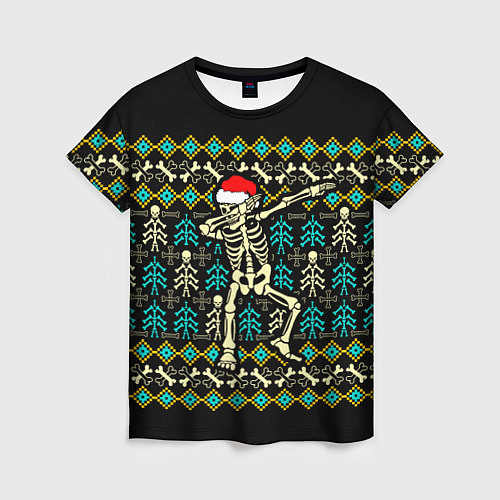Женская футболка Танцующий скелет на Рождество / 3D-принт – фото 1