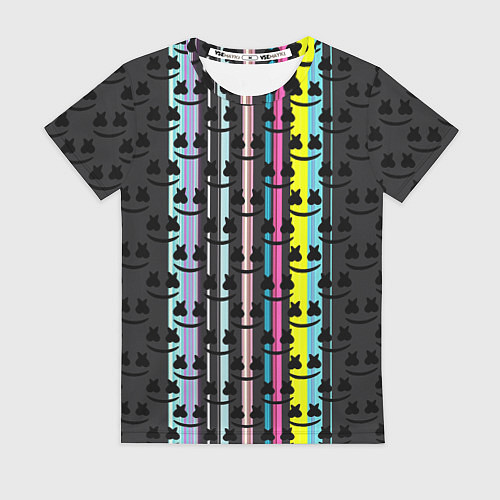 Женская футболка Marshmello dj pattern line / 3D-принт – фото 1