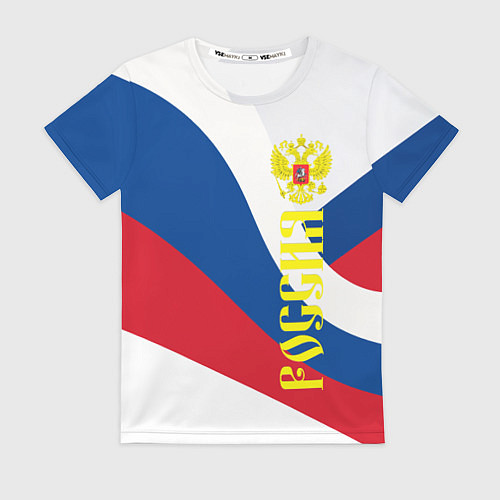 Женская футболка Флаг России, паттерн / 3D-принт – фото 1