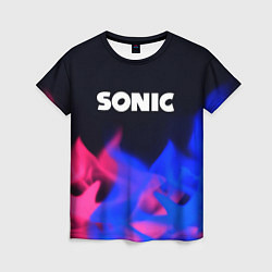 Женская футболка Sonic neon flame