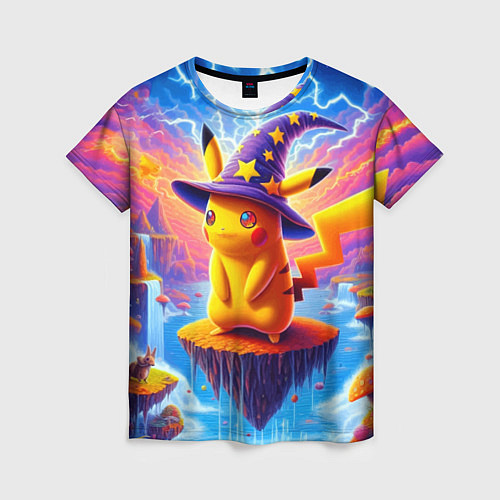 Женская футболка Pikachu in a stargazers hat / 3D-принт – фото 1