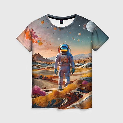 Женская футболка Космонавт на красочной планете / 3D-принт – фото 1