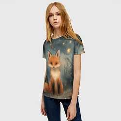 Футболка женская Лисичка в звездном лесу, цвет: 3D-принт — фото 2