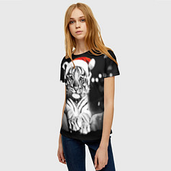 Футболка женская Милый тигрёнок на Рождество, цвет: 3D-принт — фото 2