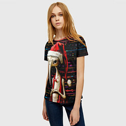 Футболка женская Санта Клаус - инопланетянин, цвет: 3D-принт — фото 2