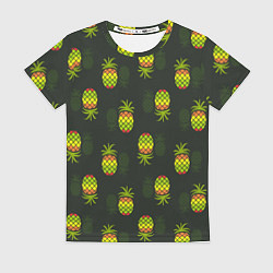 Футболка женская Ананасовый паттерн, цвет: 3D-принт
