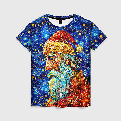 Женская футболка Santa Claus: pop-art-brut-nouveau pointillism / 3D-принт – фото 1