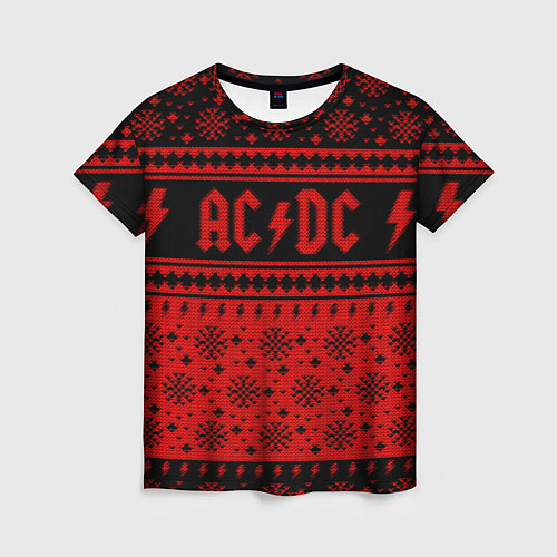 Женская футболка ACDC christmas sweater / 3D-принт – фото 1