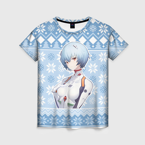 Женская футболка Rei christmas sweater Evangelion / 3D-принт – фото 1