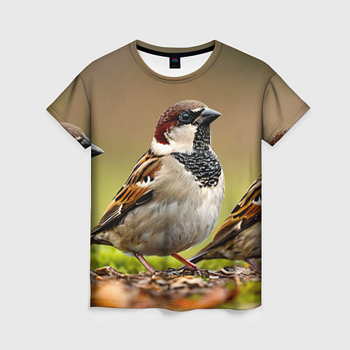 Женская футболка Воробей / 3D-принт – фото 1