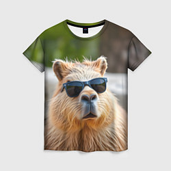 Женская футболка Модная капибара в темных очках