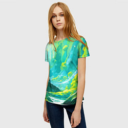 Футболка женская Зелёная кислотная абстракция, цвет: 3D-принт — фото 2