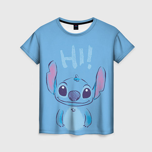 Женская футболка Stitch says hi / 3D-принт – фото 1