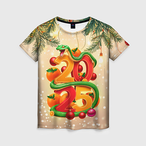 Женская футболка Веселая змея 2025 / 3D-принт – фото 1