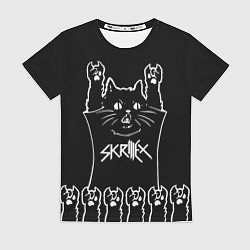 Женская футболка Skrillex: cat rock