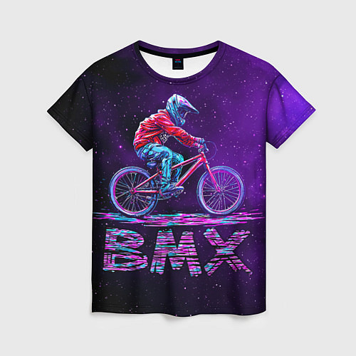 Женская футболка BMXер в космосе / 3D-принт – фото 1