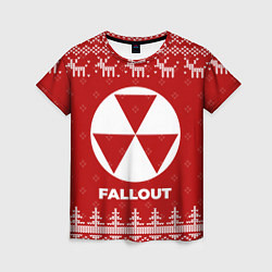 Женская футболка Новогодний Fallout с оленями