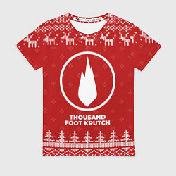 Футболка женская Новогодний Thousand Foot Krutch с оленями, цвет: 3D-принт