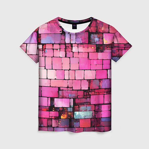 Женская футболка Pink bricks / 3D-принт – фото 1