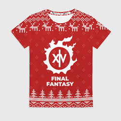 Женская футболка Новогодний Final Fantasy с оленями
