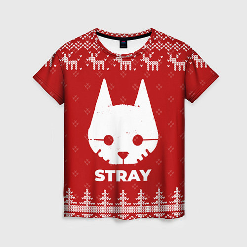 Женская футболка Новогодний Stray с оленями / 3D-принт – фото 1
