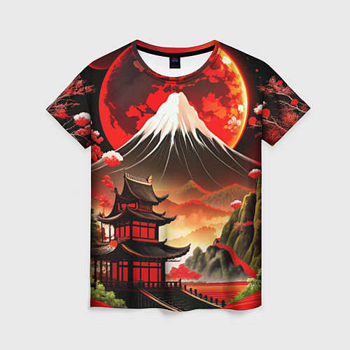 Женская футболка Коллаж Японской природы / 3D-принт – фото 1