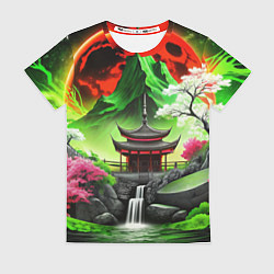 Женская футболка Водопад японии и природа