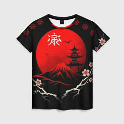 Футболка женская Japan red black nature, цвет: 3D-принт