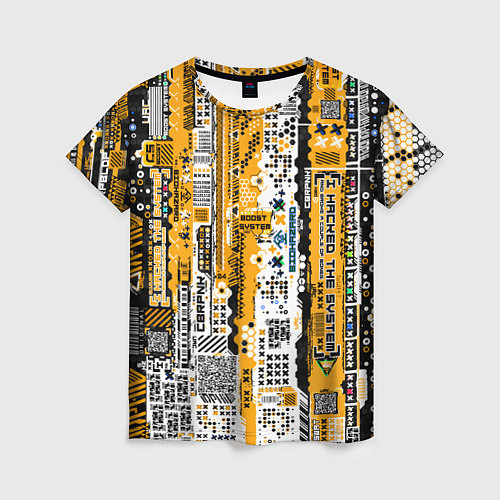 Женская футболка Cyberpunk pattern yellow / 3D-принт – фото 1