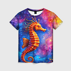 Женская футболка Морской конек в космосе