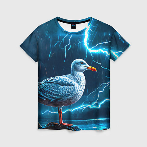 Женская футболка Чайка и молния / 3D-принт – фото 1