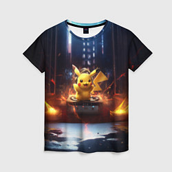 Футболка женская Пикачу на диджейской стойке, цвет: 3D-принт